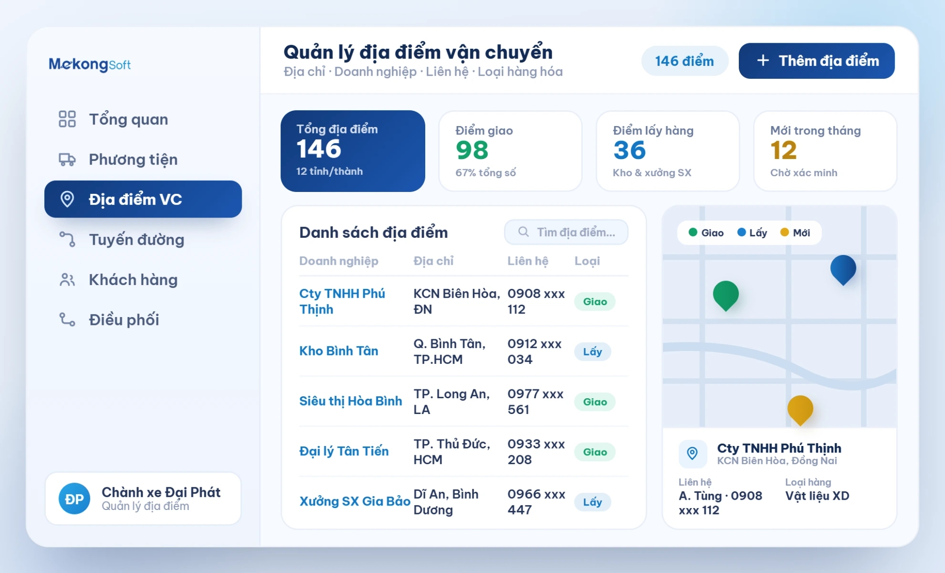 Quản lý địa điểm vận chuyển