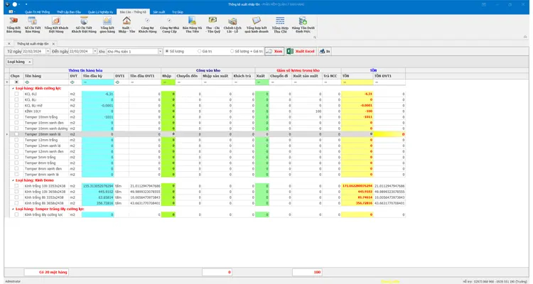 Báo cáo nhập xuất tồn kho