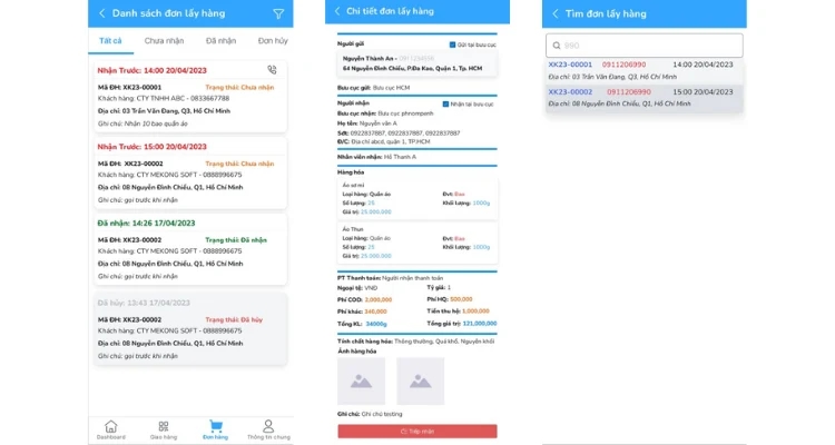App mobile - Đơn lấy hàng