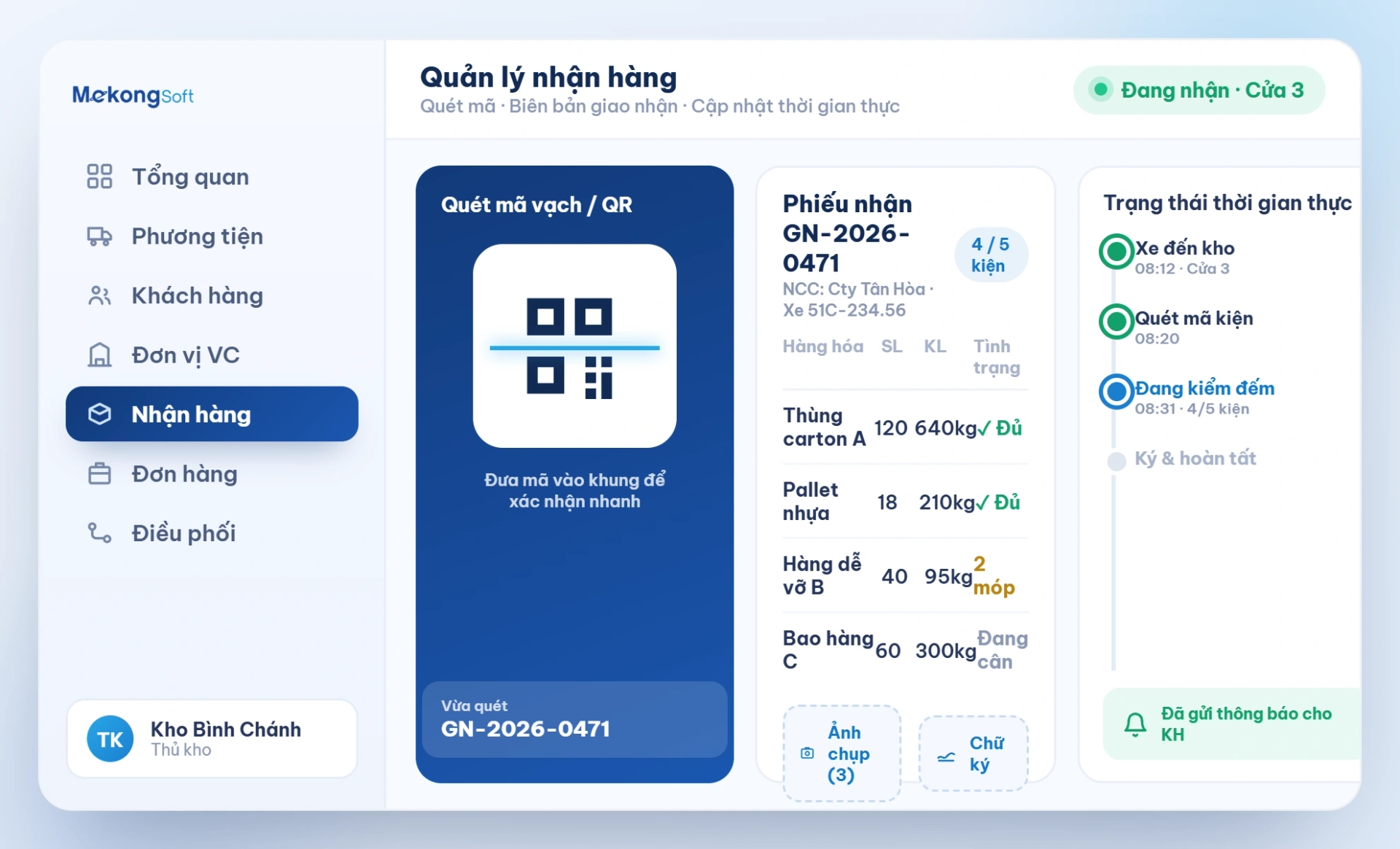 Quản lý nhận hàng