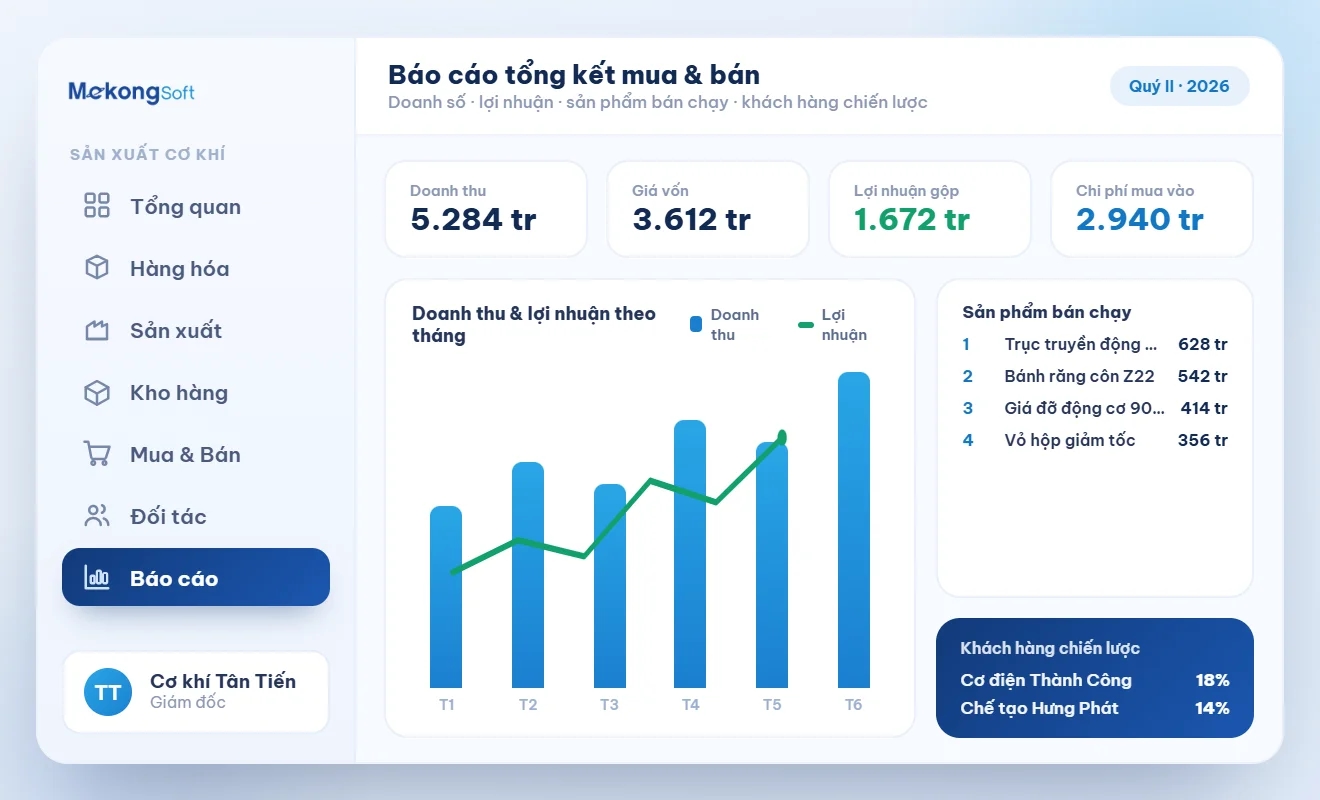 Báo cáo tổng kết mua, bán hàng