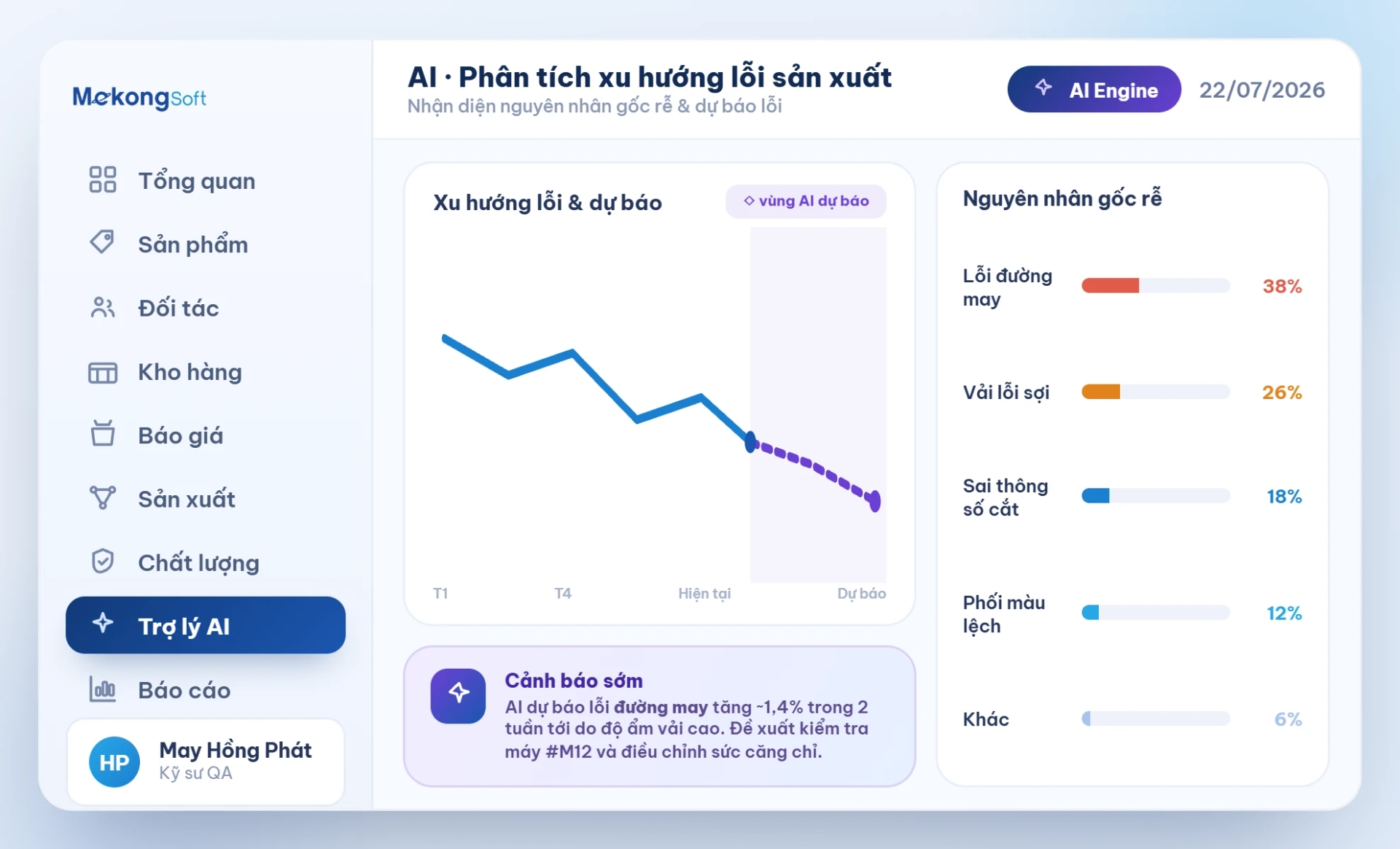 Tích hợp AI - Phân tích xu hướng lỗi sản xuất