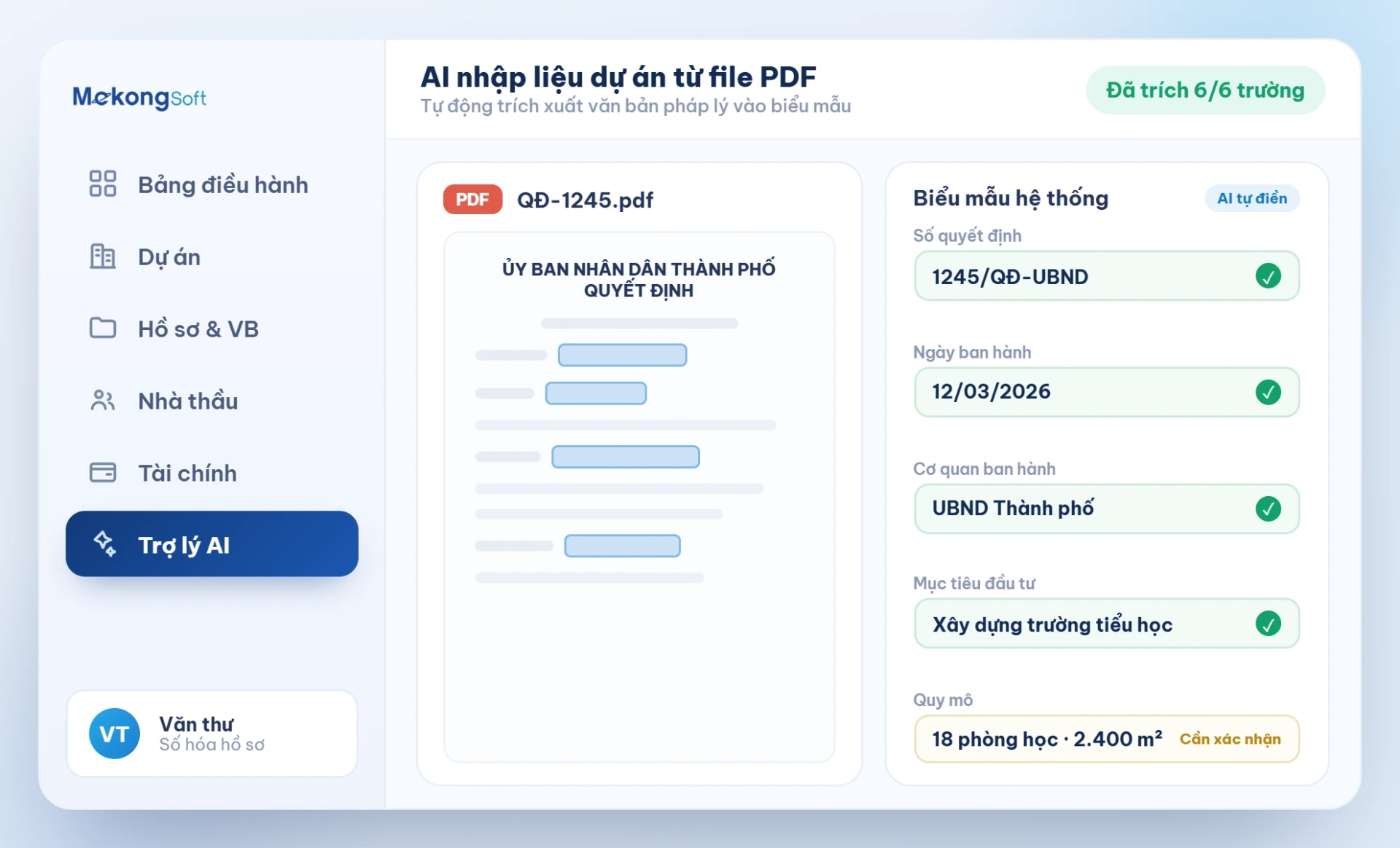 Ứng dụng AI nhập thông tin dự án từ file PDF