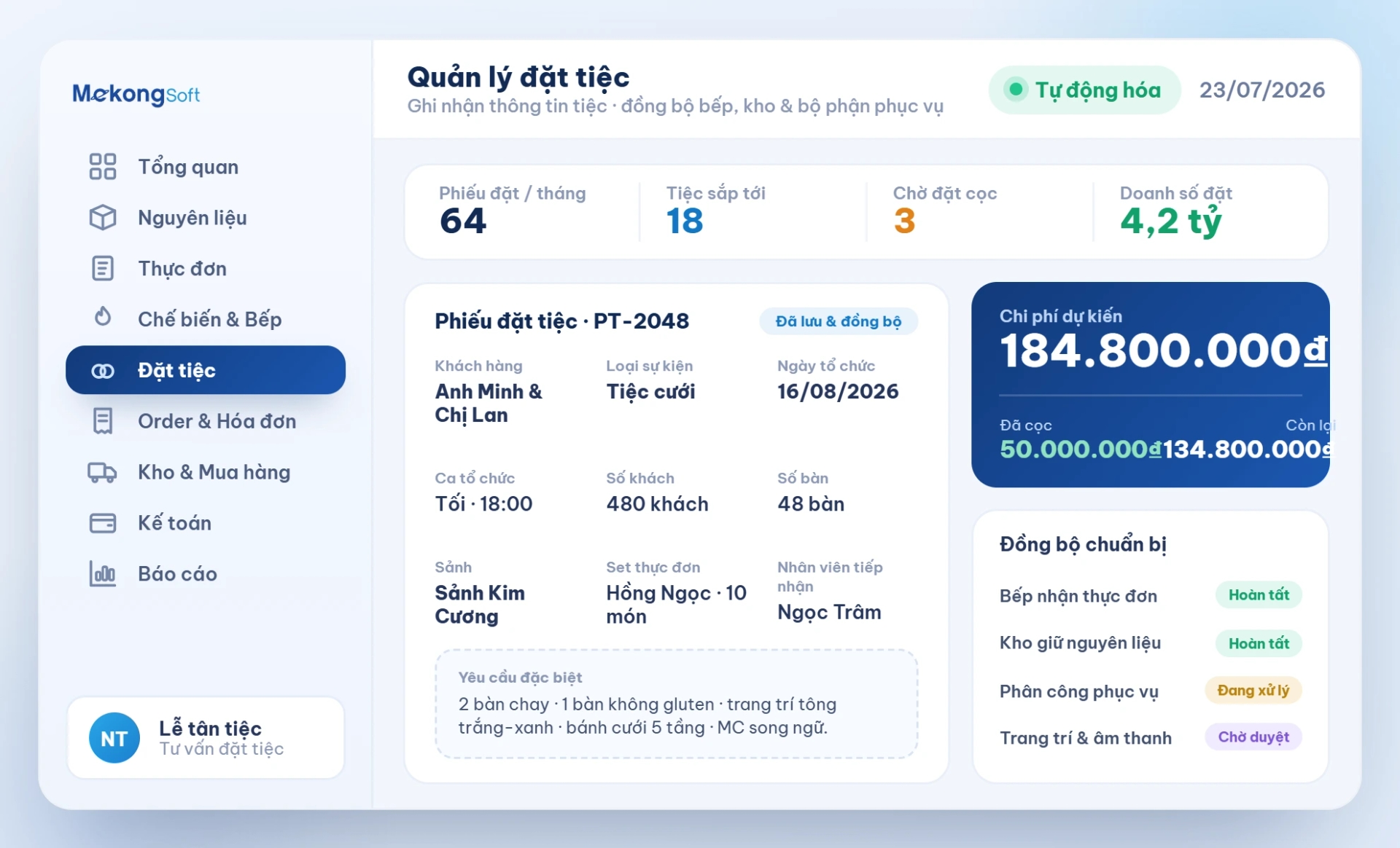 Quản lý đặt tiệc