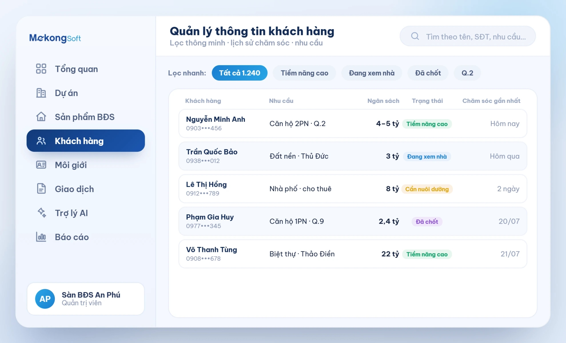 Quản lý thông tin khách hàng