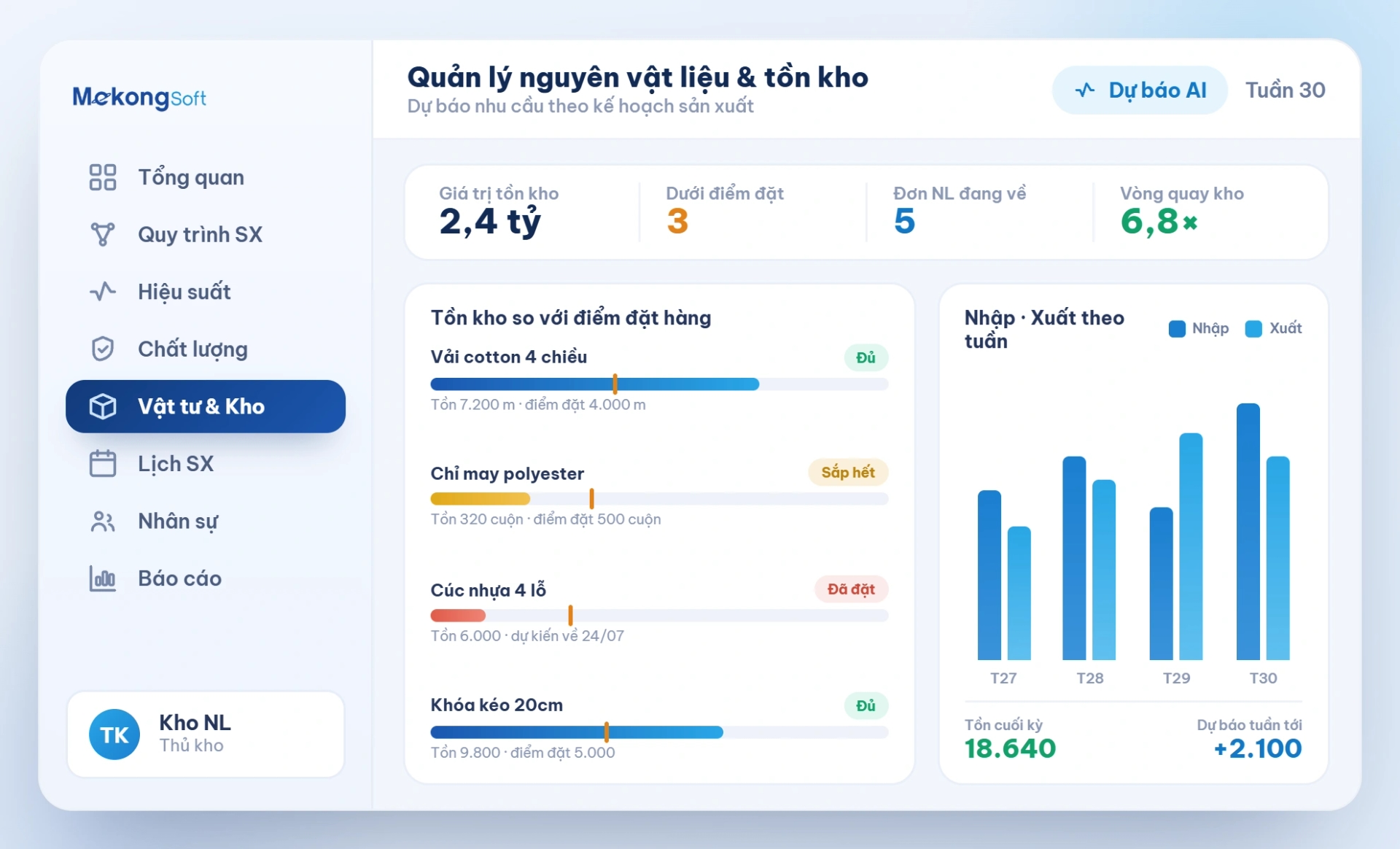 Quản lý nguyên vật liệu và tồn kho