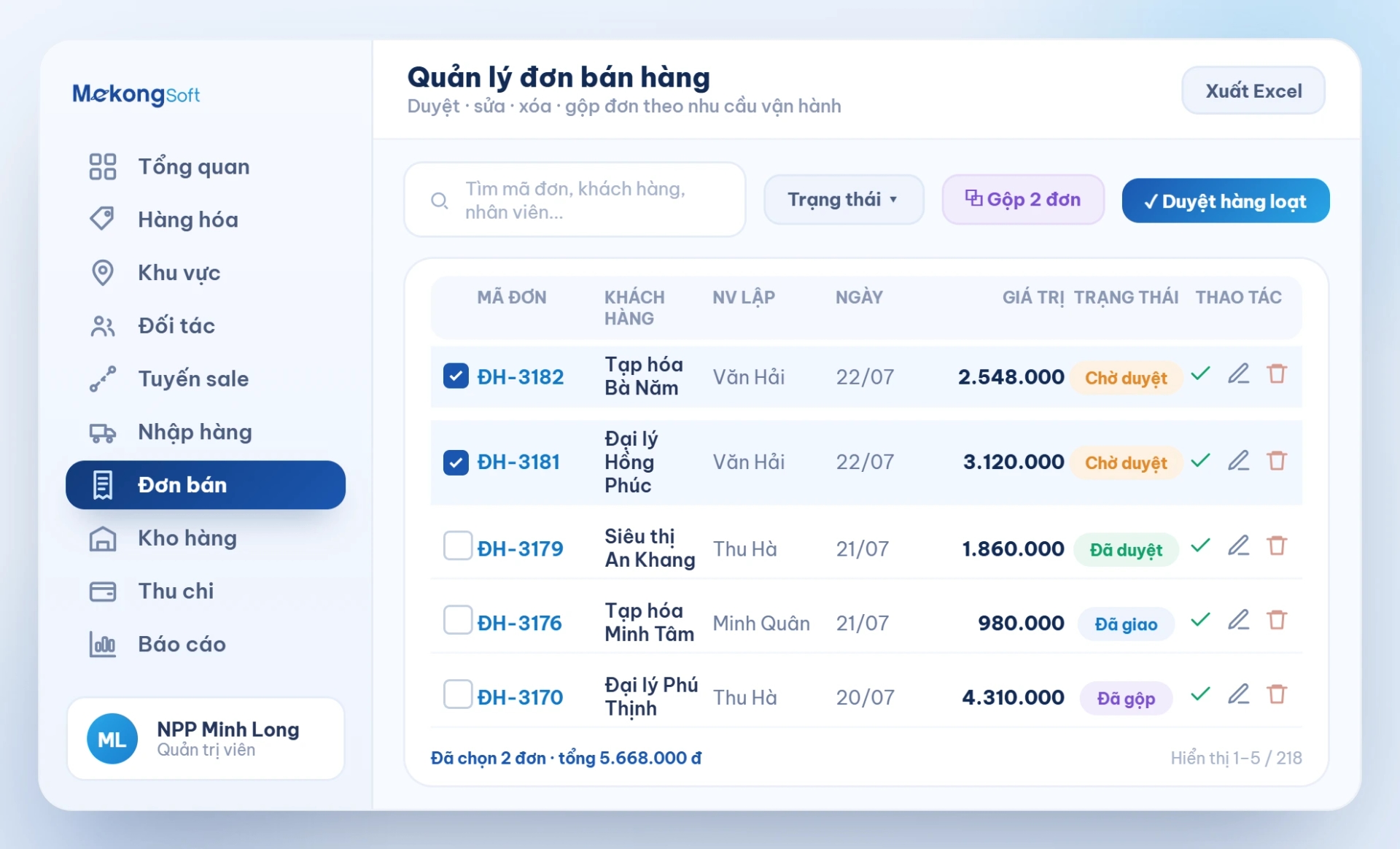 Quản lý đơn bán hàng