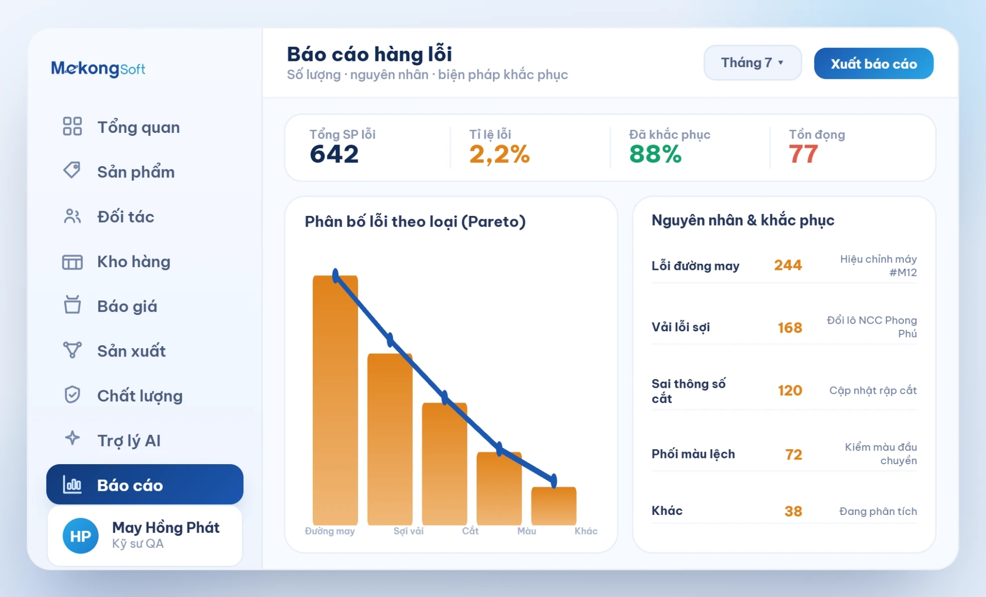 Báo cáo hàng lỗi
