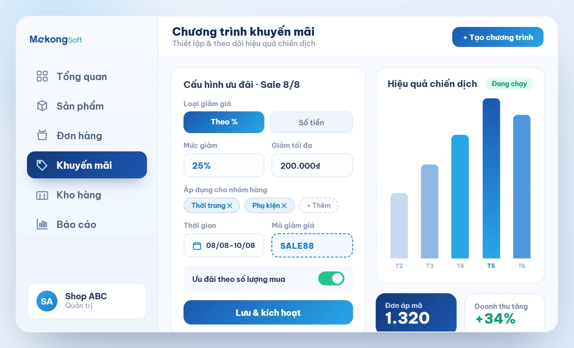 Chương trình khuyến mãi, giảm giá