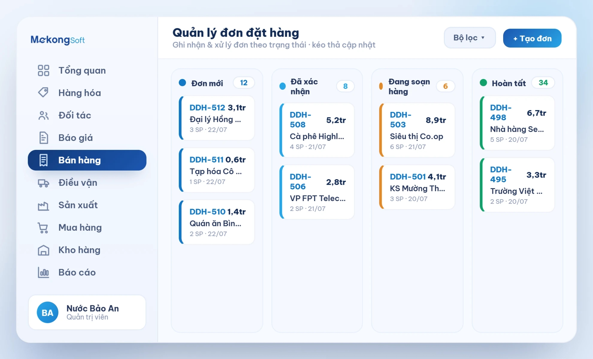Quản lý đơn đặt hàng