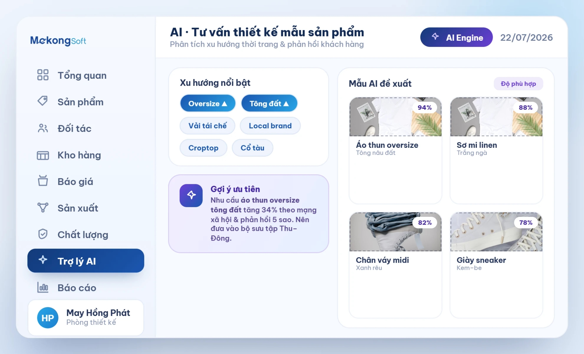 Tích hợp AI - Tư vấn thiết kế mẫu sản phẩm