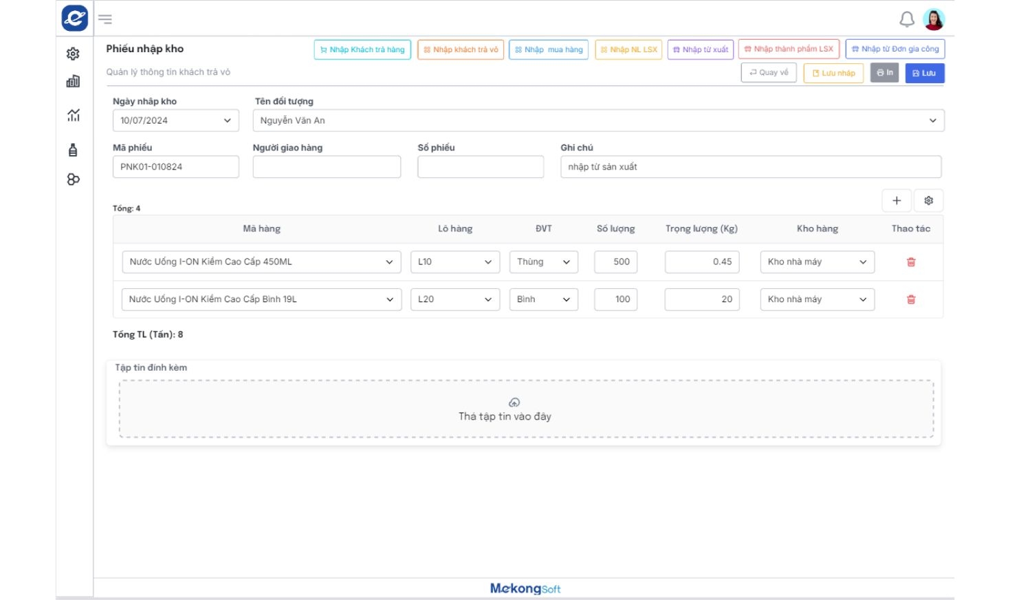 Quản lý nhập, xuất kho