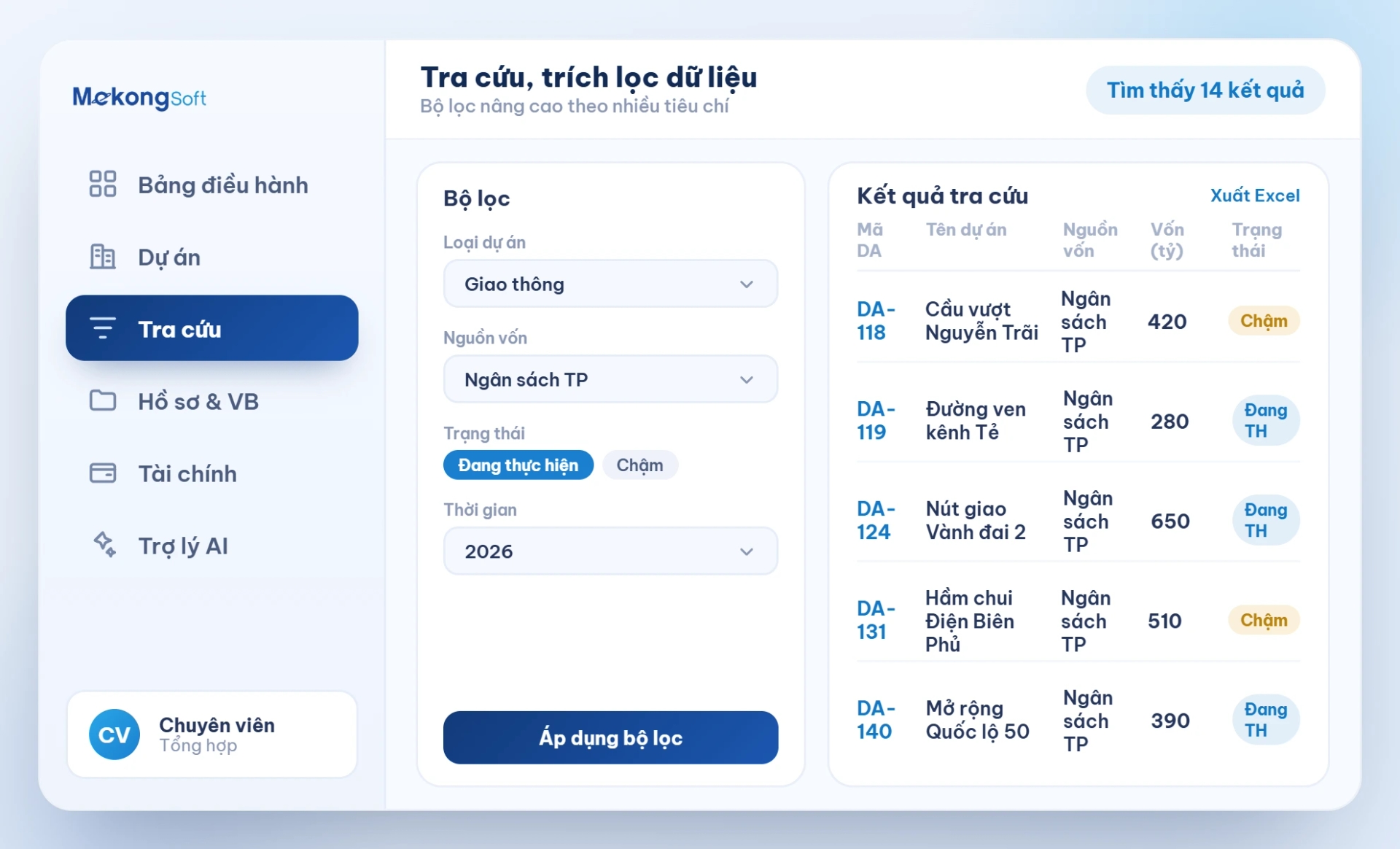 Tra cứu trích lọc dữ liệu nhanh chóng