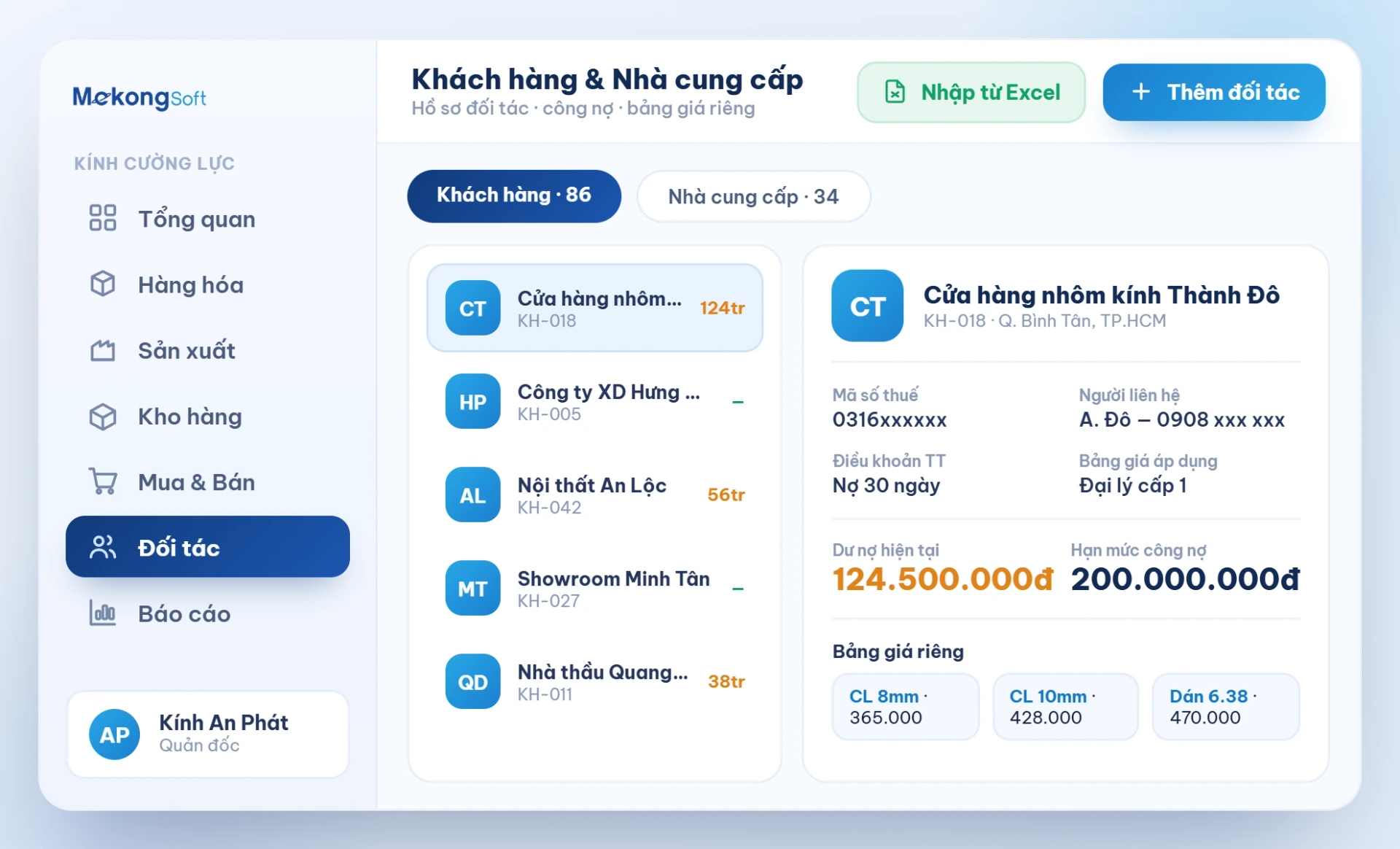 Quản lý khách hàng, nhà cung cấp