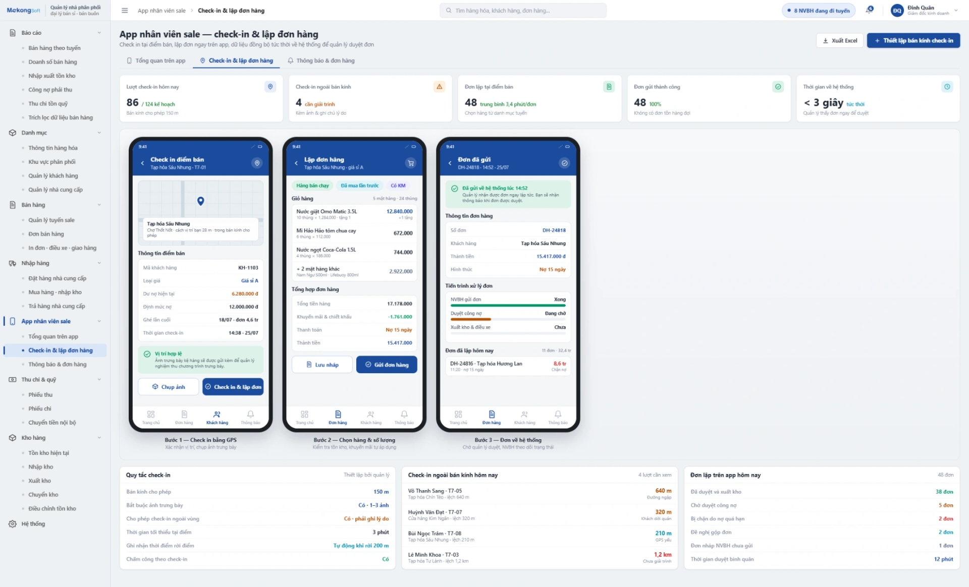App cho nhân viên sale – Check in - Lập đơn hàng