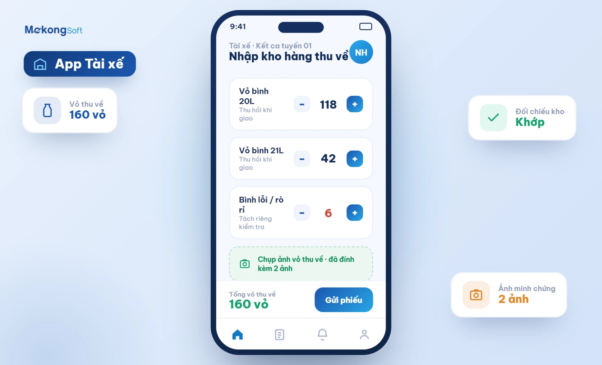 App mobile - Nhập kho hàng thu về