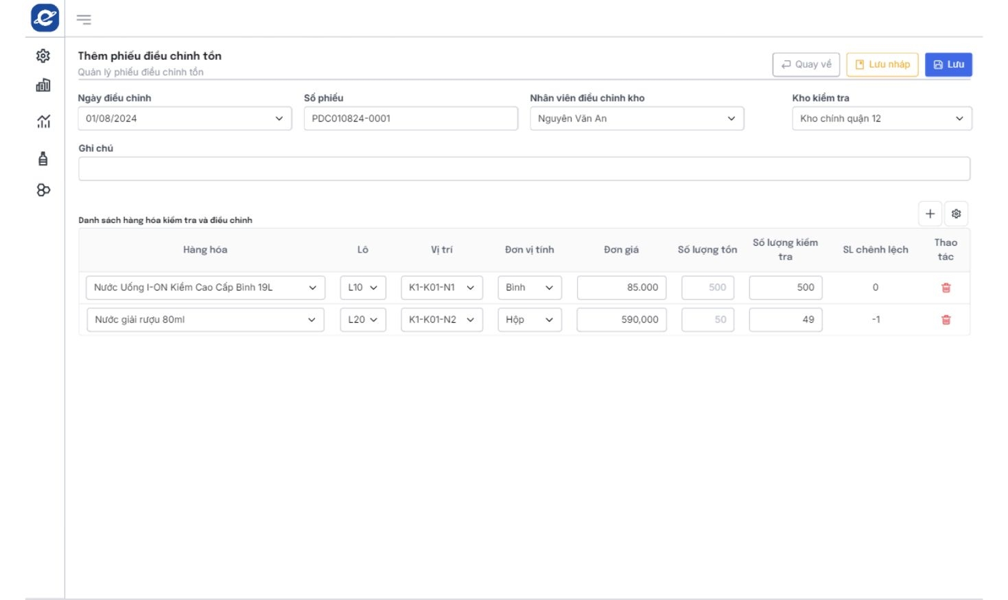 Quản lý kiểm kê kho