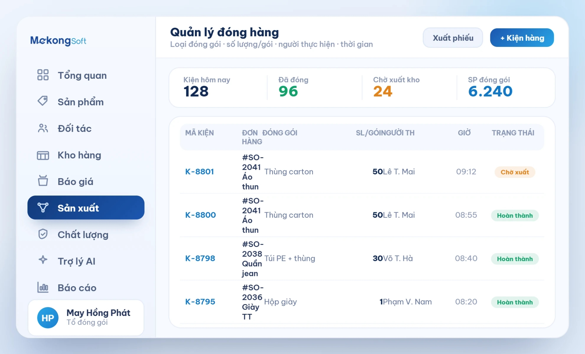 Quản lý đóng hàng