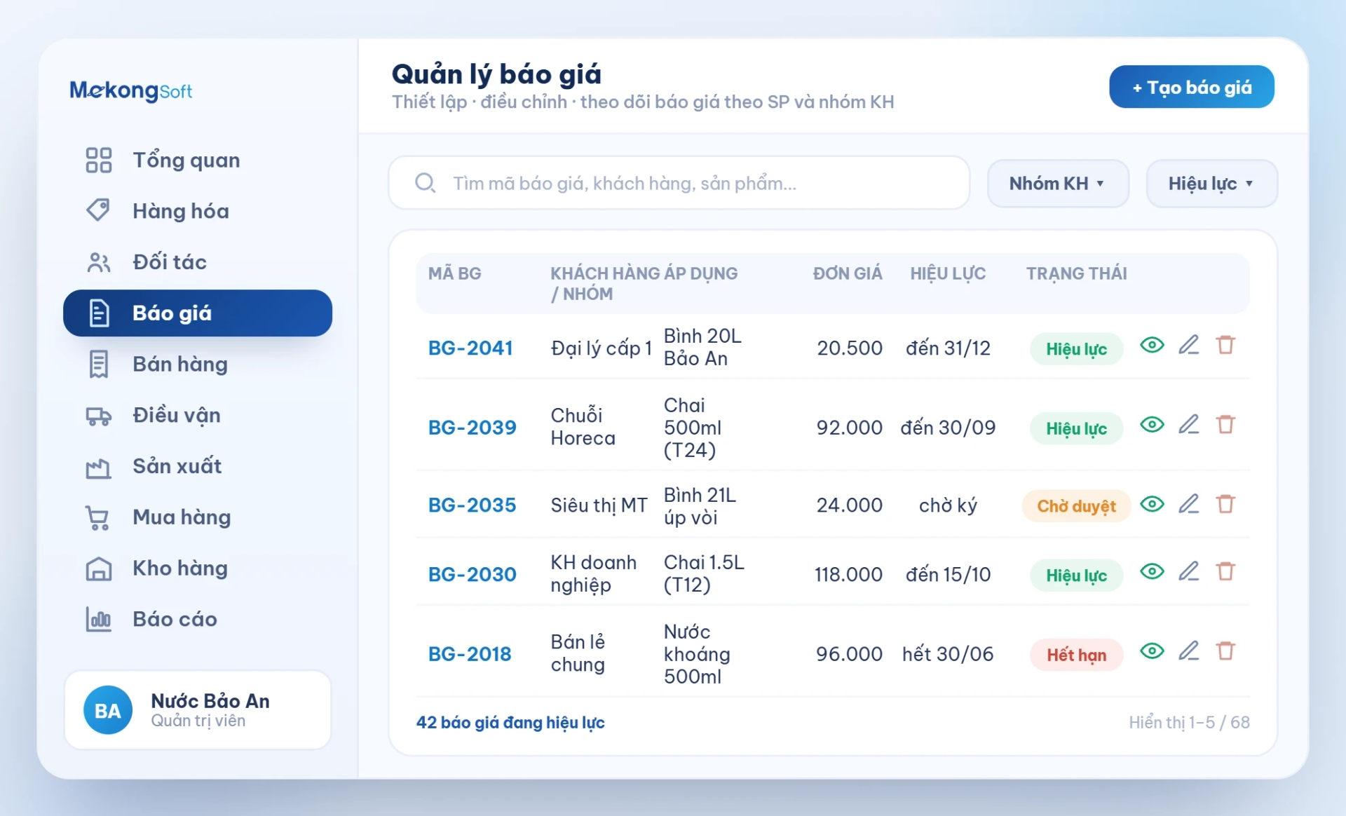 Quản lý báo giá