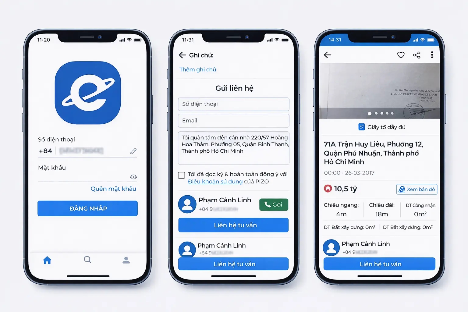 Ứng dụng (App mobile) quản lý kinh doanh bất động sản, nhà đất, môi giới