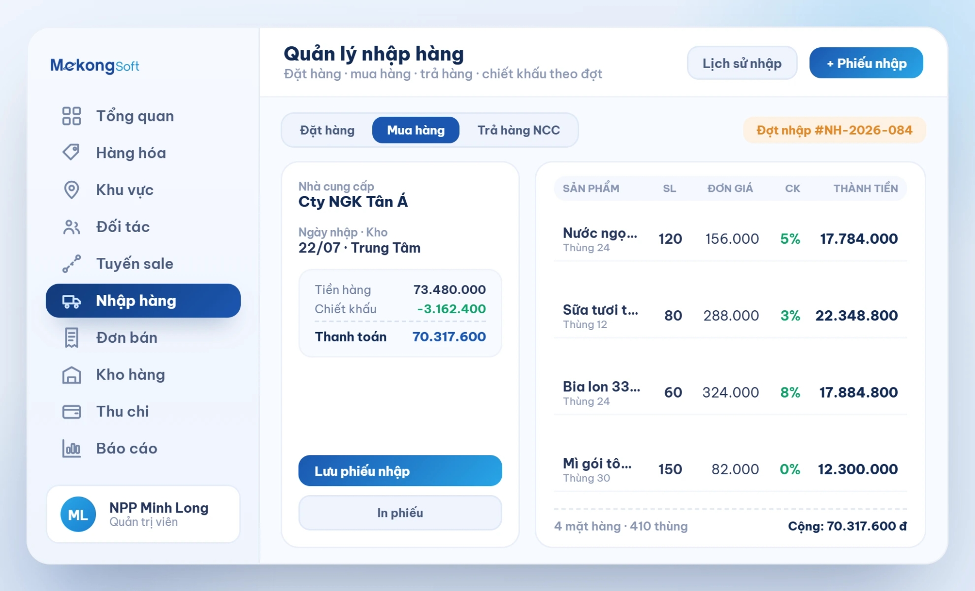 Quản lý nhập hàng
