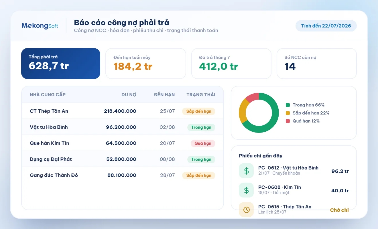 Báo cáo công nợ phải trả