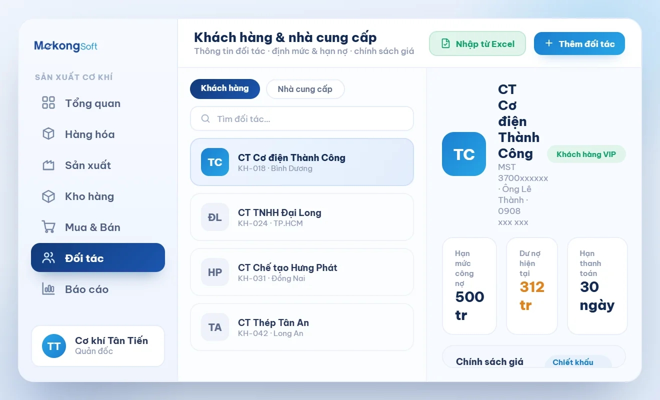Quản lý khách hàng, nhà cung cấp