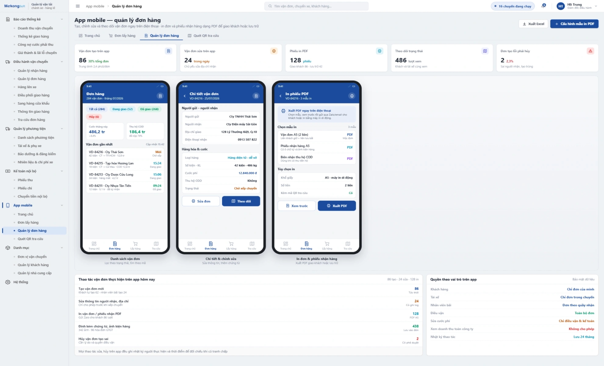 App mobile - Quản lý đơn hàng