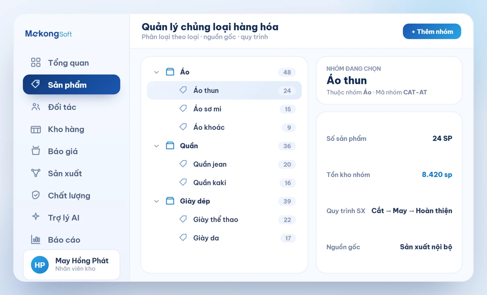 Quản lý chủng loại hàng hóa