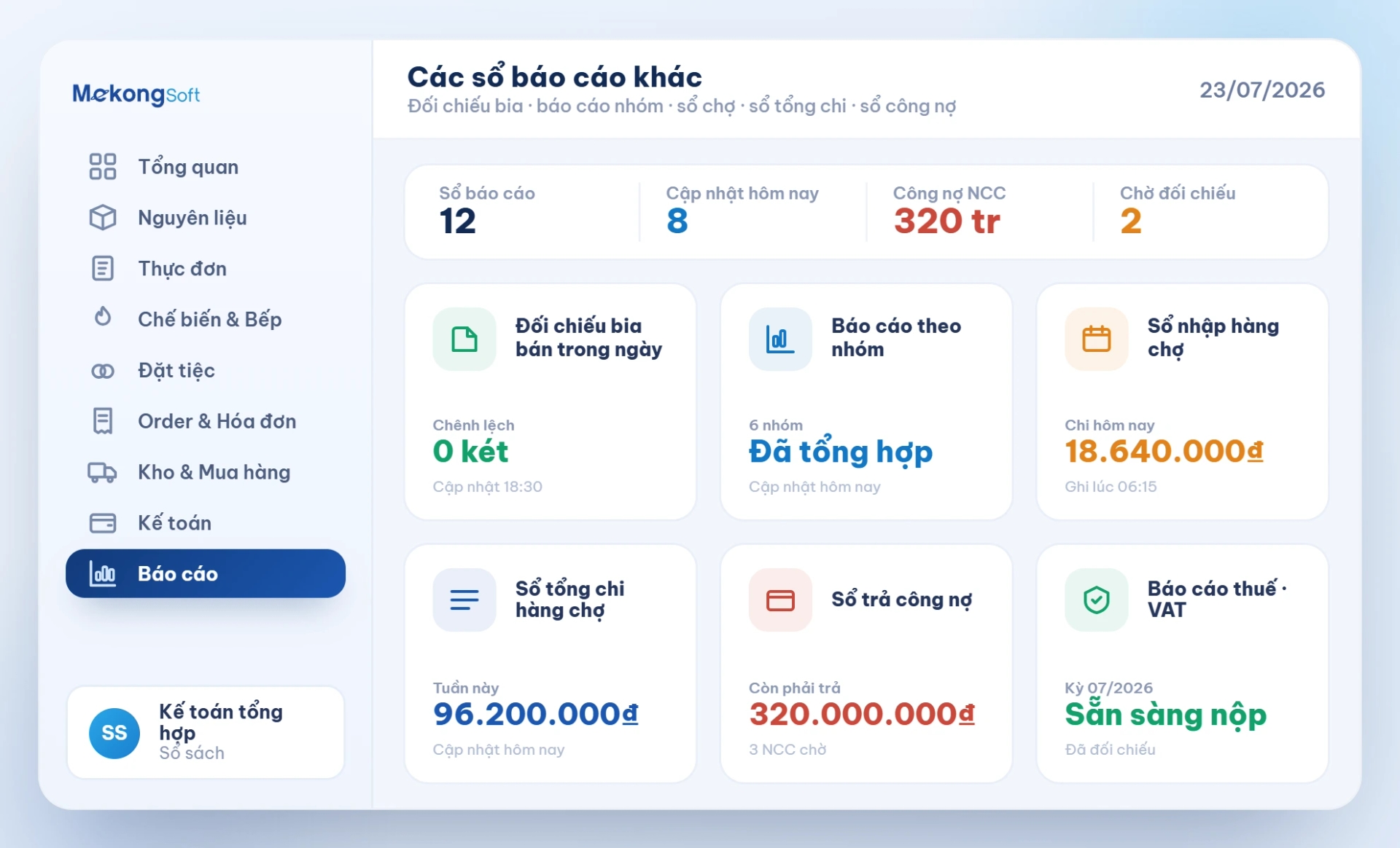 Các sổ báo cáo khác