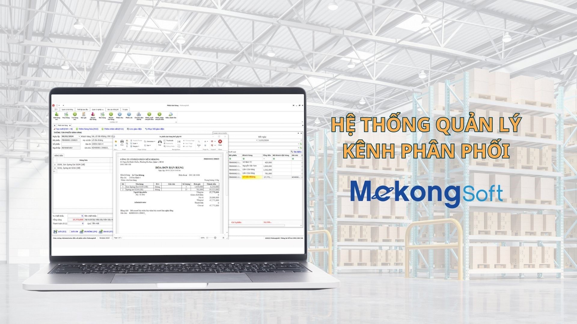 Hệ thống phần mềm quản lý kênh phân phối của MekongSoft